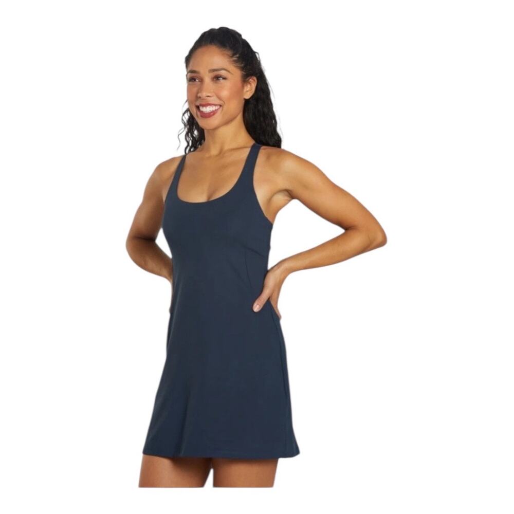 Girlfriend Collective Paloma Dress Women Large Blue NWT